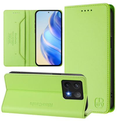 Xiaomi 14T Pro Dual-Folded Magnetic Suction RFID Blocking PU Leather Wallet Phone Case with Card Slots, Cash Pocket, Kickstand, Full Protective Flip Cover