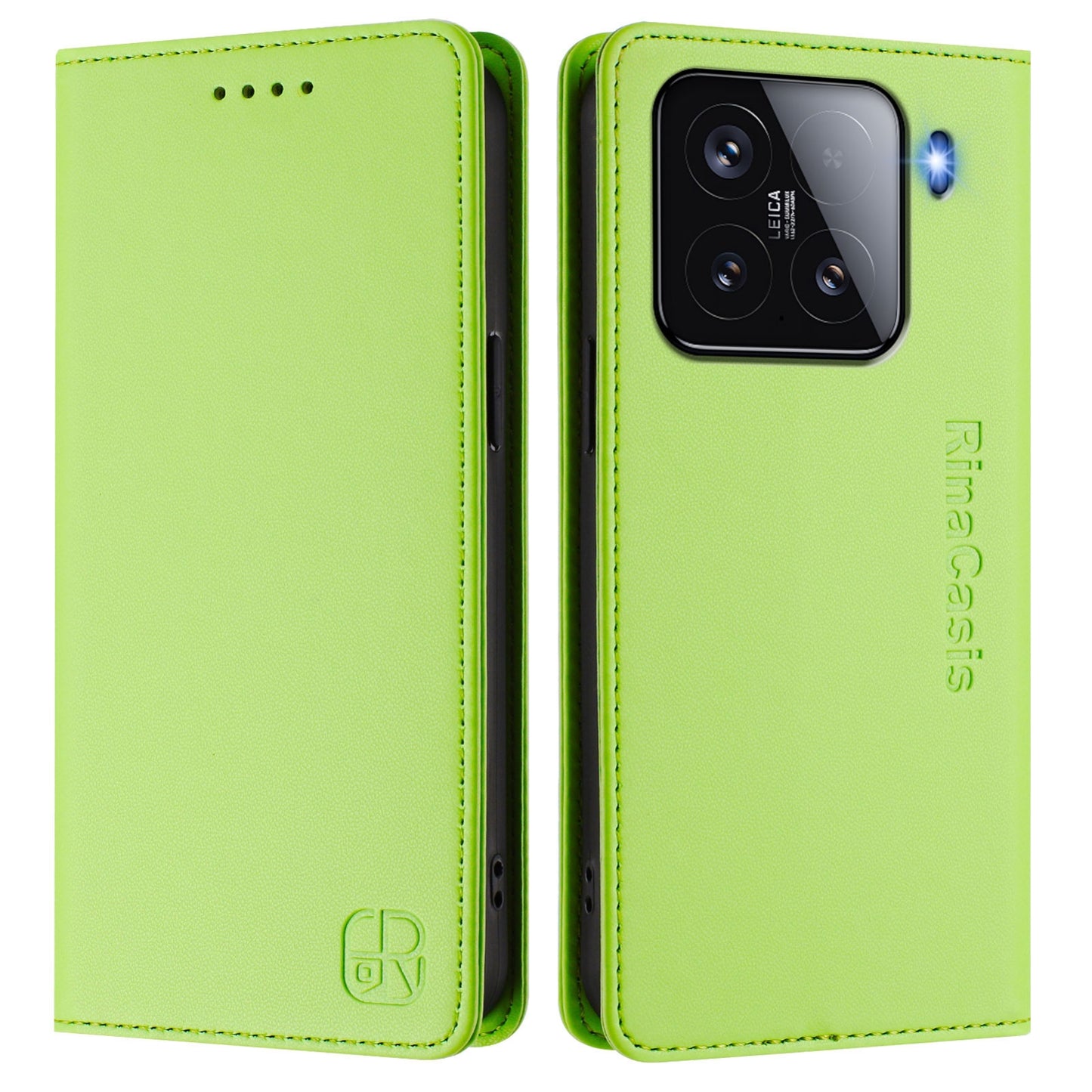 Xiaomi 15 Dual-Folded Magnetic Suction RFID Blocking PU Leather Wallet Phone Case with Card Slots, Cash Pocket, Kickstand, Full Protective Flip Cover