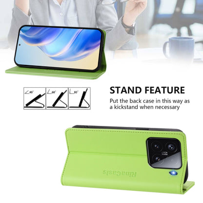 Xiaomi 15 Dual-Folded Magnetic Suction RFID Blocking PU Leather Wallet Phone Case with Card Slots, Cash Pocket, Kickstand, Full Protective Flip Cover