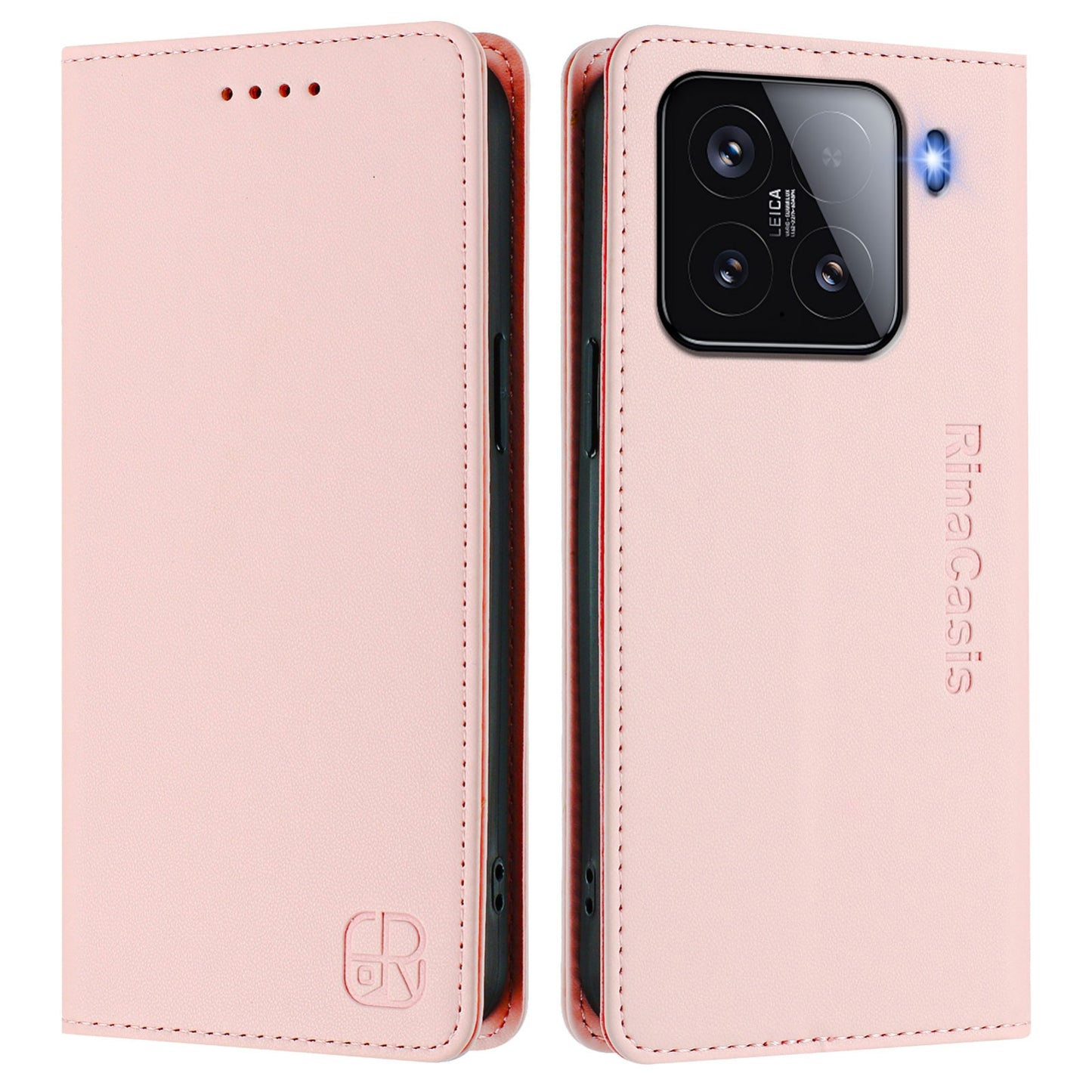 Xiaomi 15 Dual-Folded Magnetic Suction RFID Blocking PU Leather Wallet Phone Case with Card Slots, Cash Pocket, Kickstand, Full Protective Flip Cover