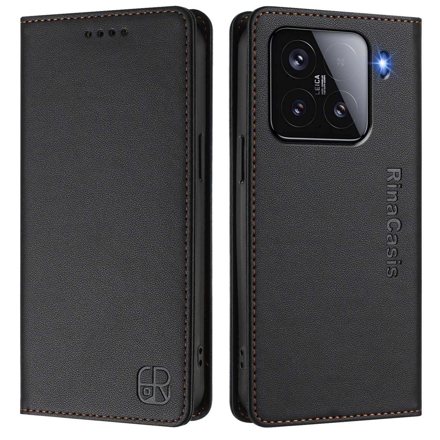 Xiaomi 15 Dual-Folded Magnetic Suction RFID Blocking PU Leather Wallet Phone Case with Card Slots, Cash Pocket, Kickstand, Full Protective Flip Cover