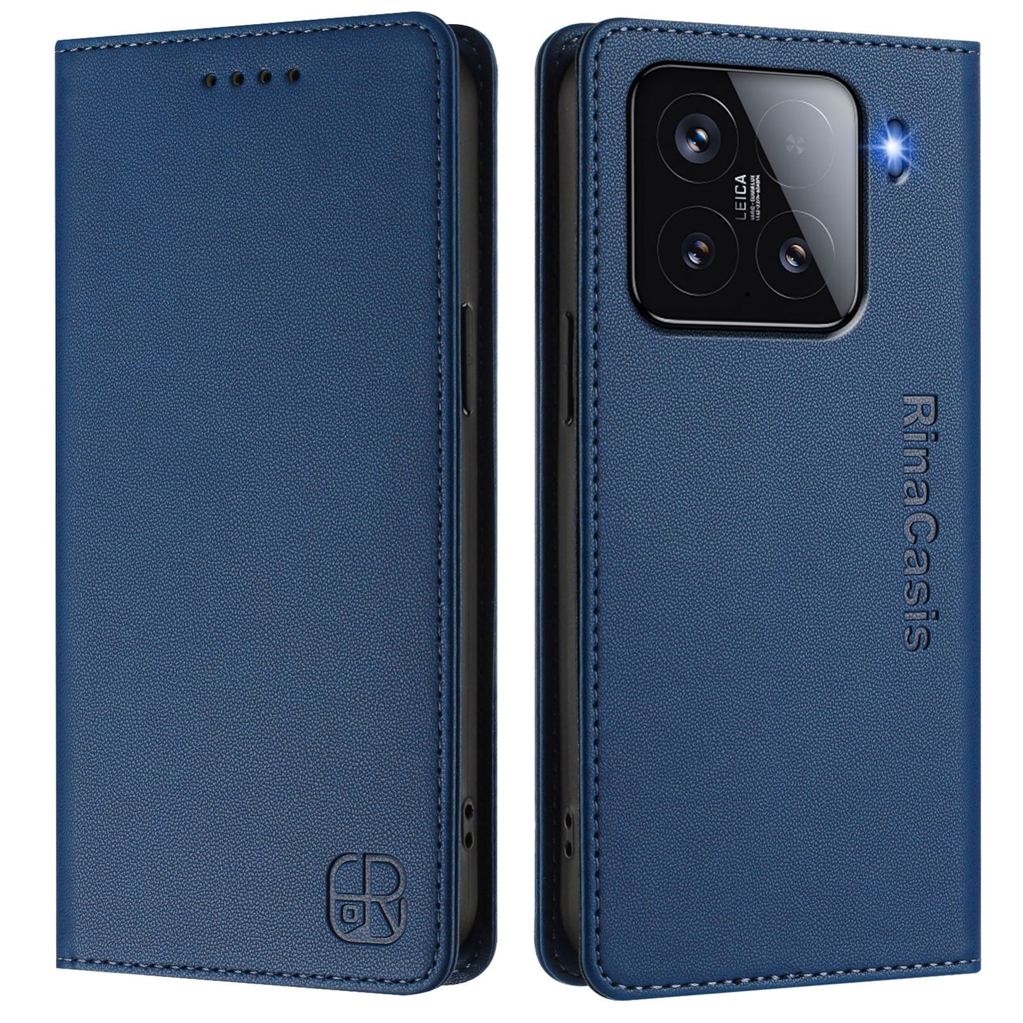Xiaomi 15 Dual-Folded Magnetic Suction RFID Blocking PU Leather Wallet Phone Case with Card Slots, Cash Pocket, Kickstand, Full Protective Flip Cover