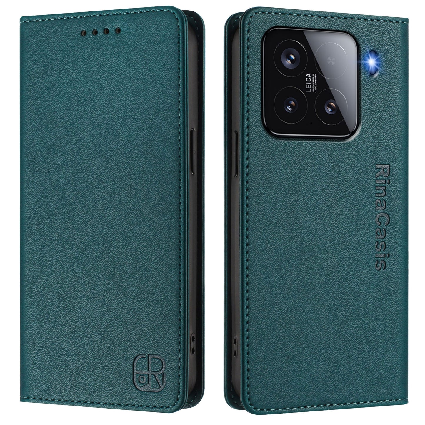 Xiaomi 15 Dual-Folded Magnetic Suction RFID Blocking PU Leather Wallet Phone Case with Card Slots, Cash Pocket, Kickstand, Full Protective Flip Cover