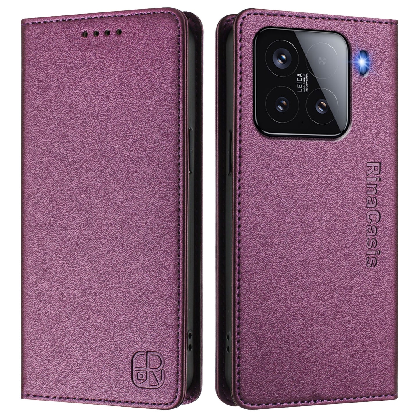 Xiaomi 15 Dual-Folded Magnetic Suction RFID Blocking PU Leather Wallet Phone Case with Card Slots, Cash Pocket, Kickstand, Full Protective Flip Cover