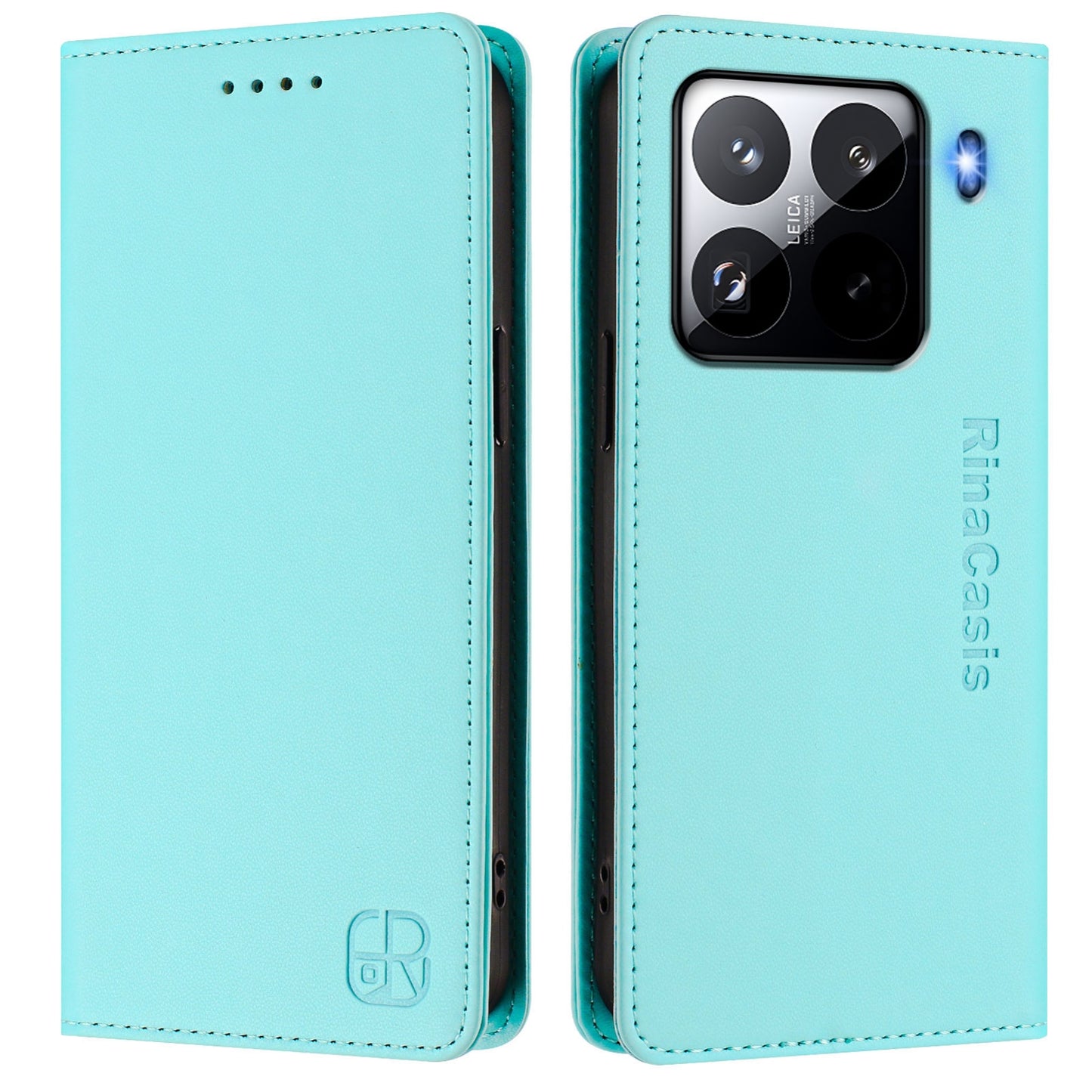 Xiaomi 15 Pro Dual-Folded Magnetic Suction RFID Blocking PU Leather Wallet Phone Case with Card Slots, Cash Pocket, Kickstand, Full Protective Flip Cover
