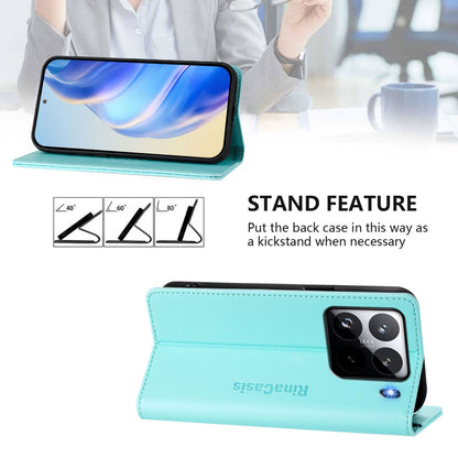 Xiaomi 15 Pro Dual-Folded Magnetic Suction RFID Blocking PU Leather Wallet Phone Case with Card Slots, Cash Pocket, Kickstand, Full Protective Flip Cover