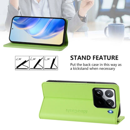 Xiaomi 15 Pro Dual-Folded Magnetic Suction RFID Blocking PU Leather Wallet Phone Case with Card Slots, Cash Pocket, Kickstand, Full Protective Flip Cover