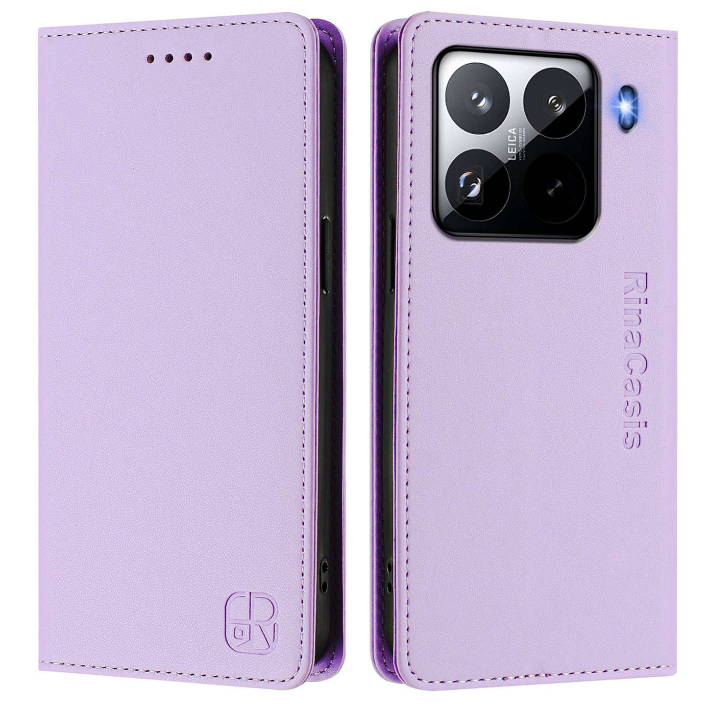 Xiaomi 15 Pro Dual-Folded Magnetic Suction RFID Blocking PU Leather Wallet Phone Case with Card Slots, Cash Pocket, Kickstand, Full Protective Flip Cover
