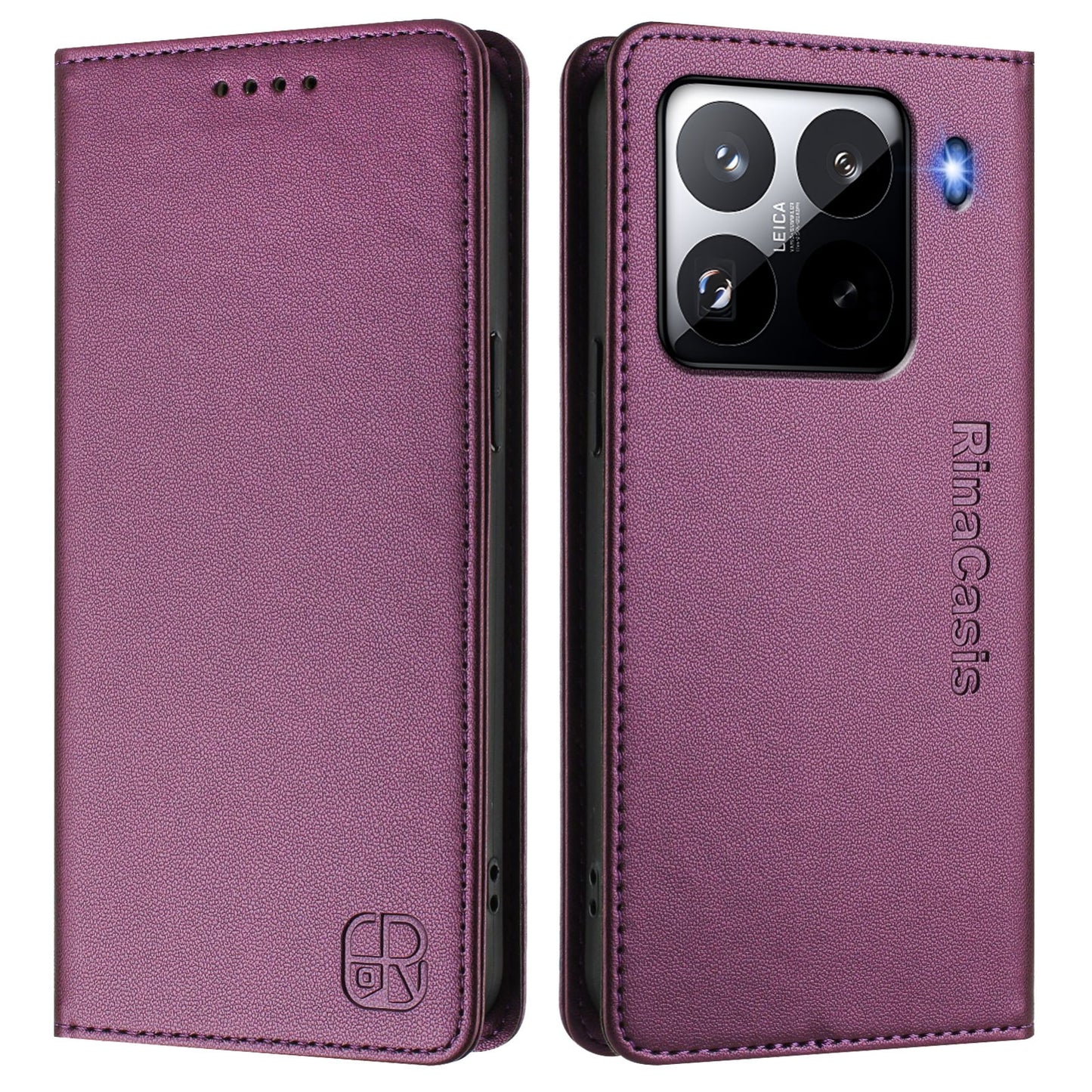 Xiaomi 15 Pro Dual-Folded Magnetic Suction RFID Blocking PU Leather Wallet Phone Case with Card Slots, Cash Pocket, Kickstand, Full Protective Flip Cover