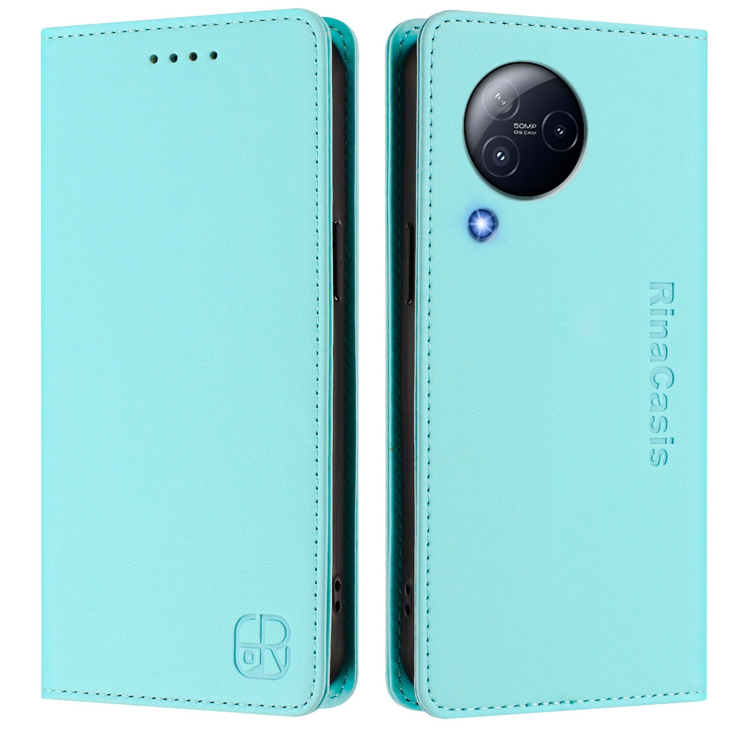 Xiaomi Civi 3 5G Dual-Folded Magnetic Suction RFID Blocking PU Leather Wallet Phone Case with Card Slots, Cash Pocket, Kickstand, Full Protective Flip Cover