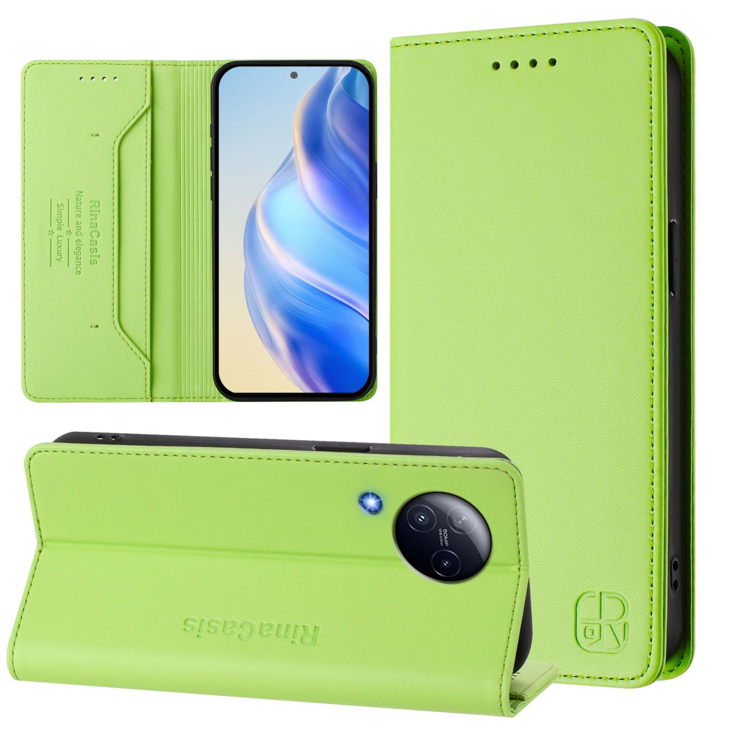 Xiaomi Civi 3 5G Dual-Folded Magnetic Suction RFID Blocking PU Leather Wallet Phone Case with Card Slots, Cash Pocket, Kickstand, Full Protective Flip Cover