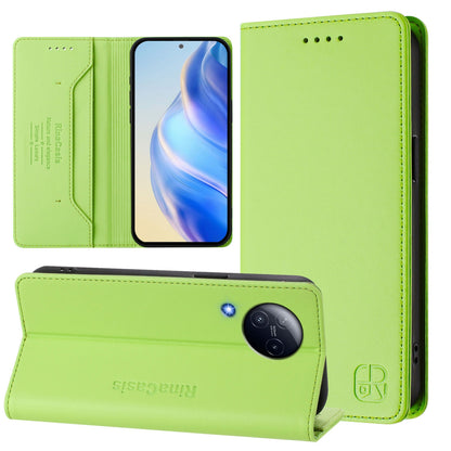 Xiaomi Civi 3 5G Dual-Folded Magnetic Suction RFID Blocking PU Leather Wallet Phone Case with Card Slots, Cash Pocket, Kickstand, Full Protective Flip Cover