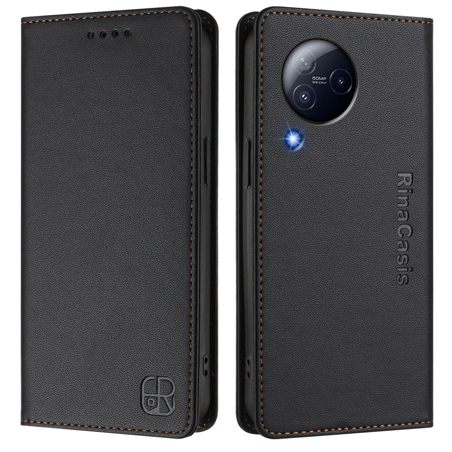 Xiaomi Civi 3 5G Dual-Folded Magnetic Suction RFID Blocking PU Leather Wallet Phone Case with Card Slots, Cash Pocket, Kickstand, Full Protective Flip Cover