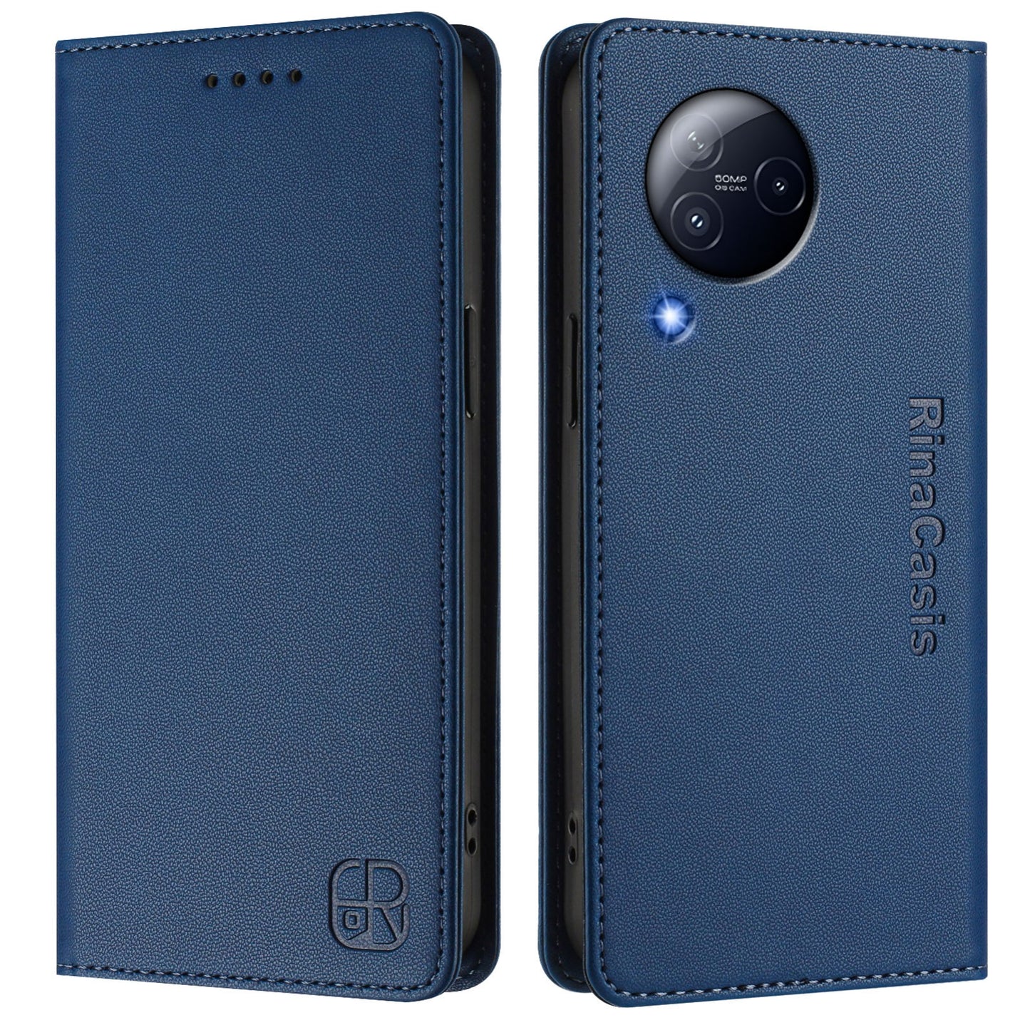 Xiaomi Civi 3 5G Dual-Folded Magnetic Suction RFID Blocking PU Leather Wallet Phone Case with Card Slots, Cash Pocket, Kickstand, Full Protective Flip Cover