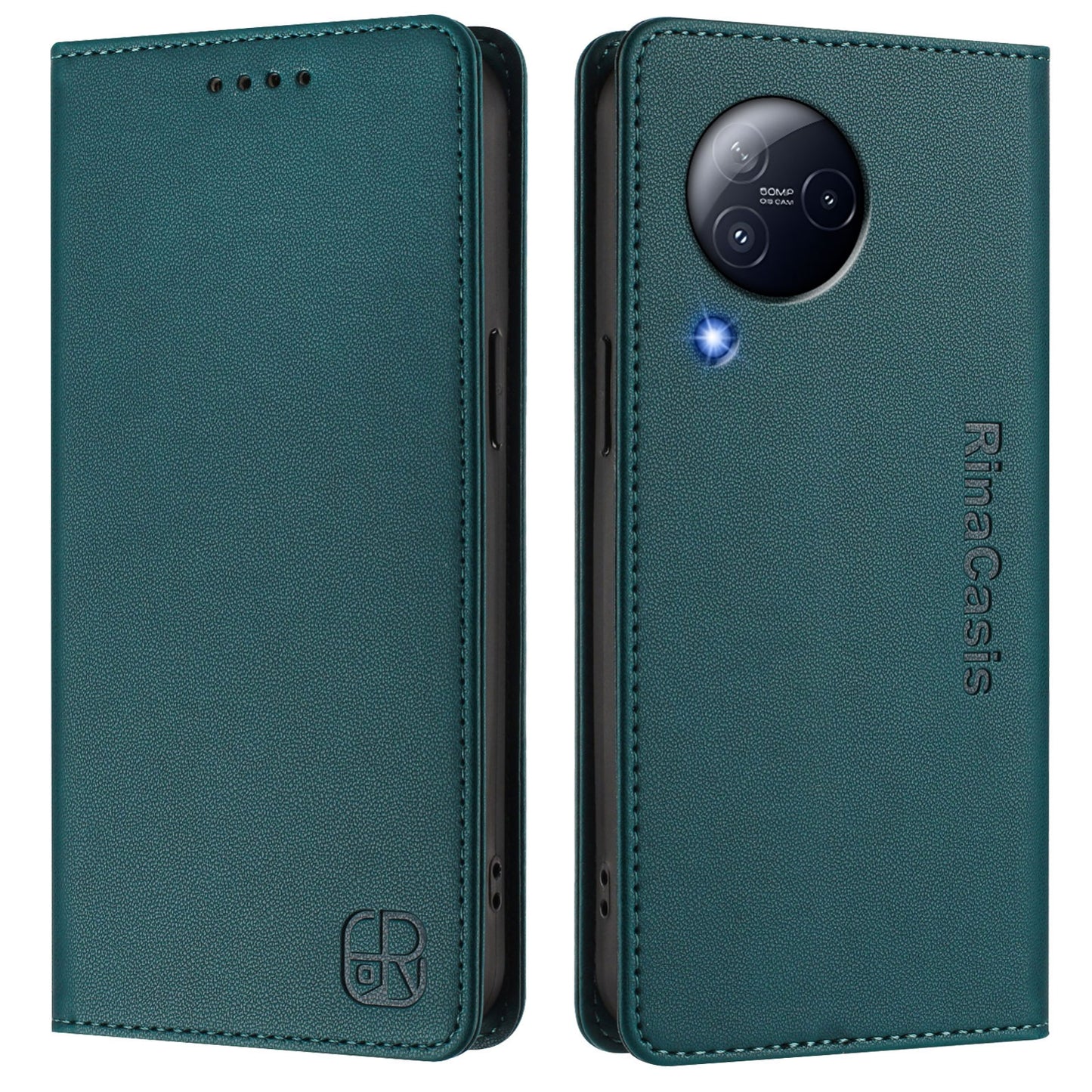 Xiaomi Civi 3 5G Dual-Folded Magnetic Suction RFID Blocking PU Leather Wallet Phone Case with Card Slots, Cash Pocket, Kickstand, Full Protective Flip Cover
