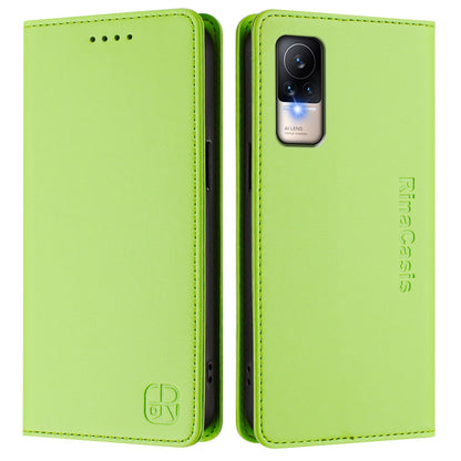Xiaomi Civi 1S Dual-Folded Magnetic Suction RFID Blocking PU Leather Wallet Phone Case with Card Slots, Cash Pocket, Kickstand, Full Protective Flip Cover