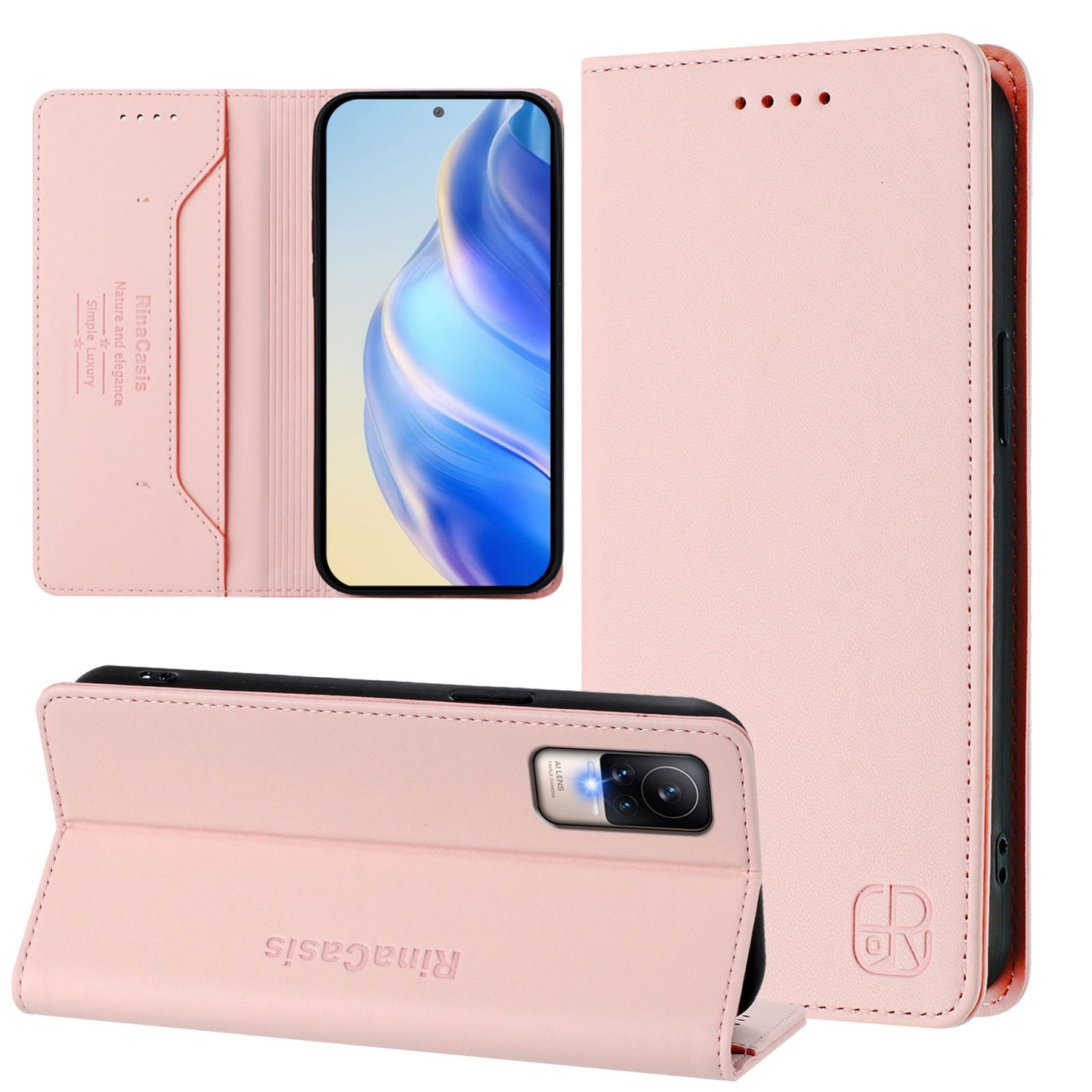 Xiaomi Civi 1S Dual-Folded Magnetic Suction RFID Blocking PU Leather Wallet Phone Case with Card Slots, Cash Pocket, Kickstand, Full Protective Flip Cover