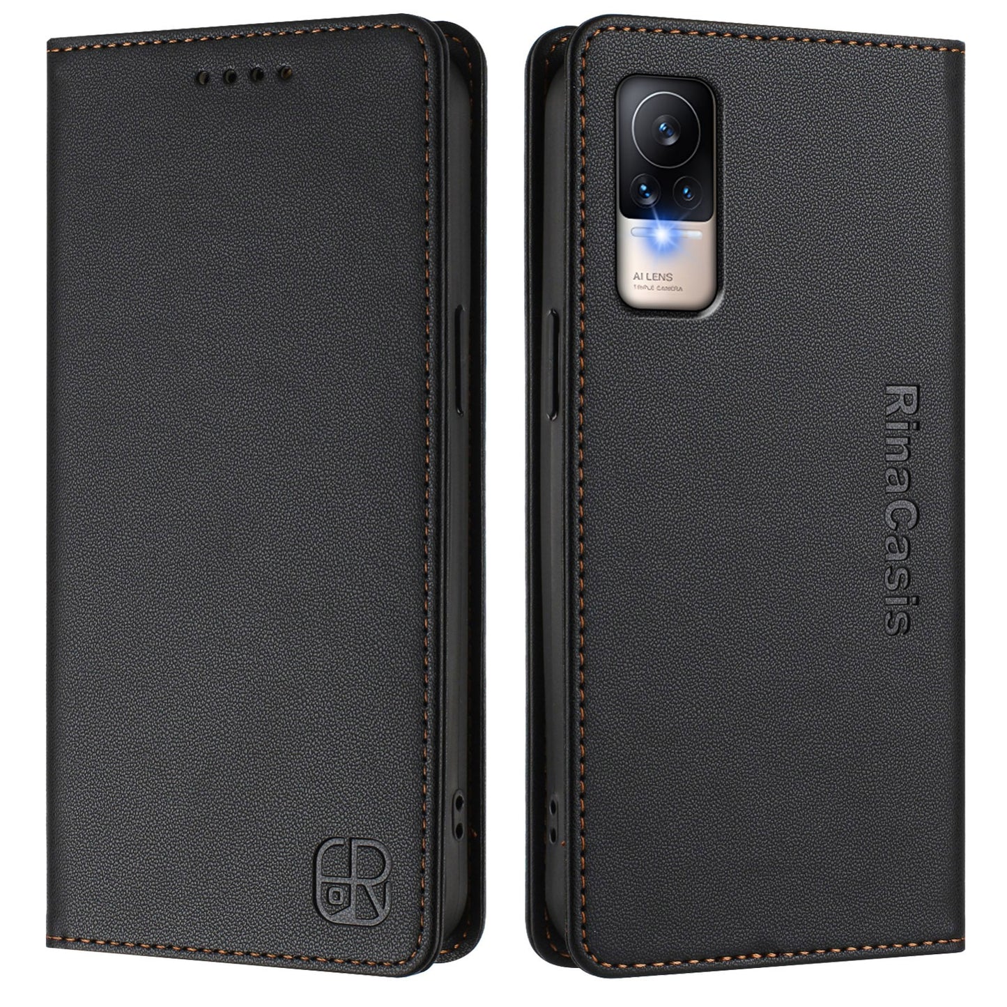 Xiaomi Civi 1S Dual-Folded Magnetic Suction RFID Blocking PU Leather Wallet Phone Case with Card Slots, Cash Pocket, Kickstand, Full Protective Flip Cover