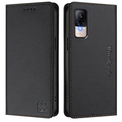 Xiaomi Civi 1S Dual-Folded Magnetic Suction RFID Blocking PU Leather Wallet Phone Case with Card Slots, Cash Pocket, Kickstand, Full Protective Flip Cover