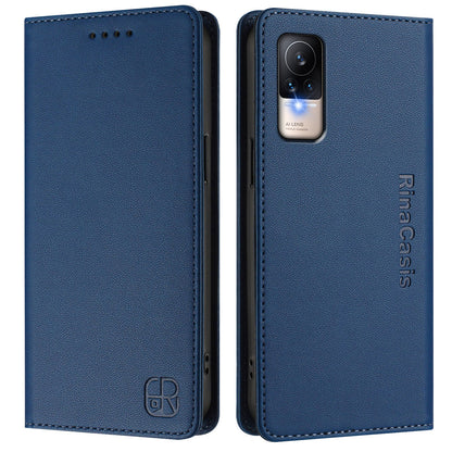 Xiaomi Civi 1S Dual-Folded Magnetic Suction RFID Blocking PU Leather Wallet Phone Case with Card Slots, Cash Pocket, Kickstand, Full Protective Flip Cover