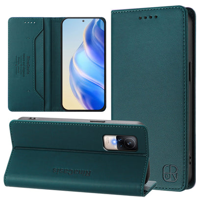 Xiaomi Civi 1S Dual-Folded Magnetic Suction RFID Blocking PU Leather Wallet Phone Case with Card Slots, Cash Pocket, Kickstand, Full Protective Flip Cover