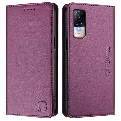 Xiaomi Civi 1S Dual-Folded Magnetic Suction RFID Blocking PU Leather Wallet Phone Case with Card Slots, Cash Pocket, Kickstand, Full Protective Flip Cover