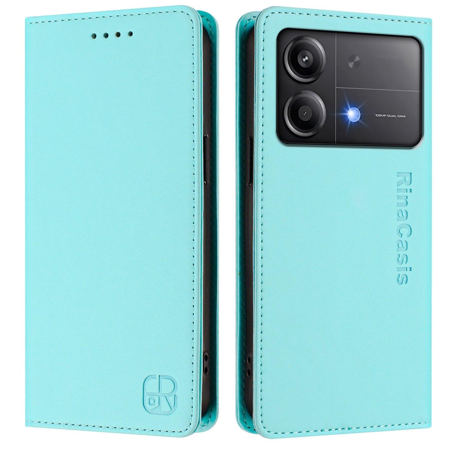 Xiaomi Poco X6 Neo 5G Dual-Folded Magnetic Suction RFID Blocking PU Leather Wallet Phone Case with Card Slots, Cash Pocket, Kickstand, Full Protective Flip Cover
