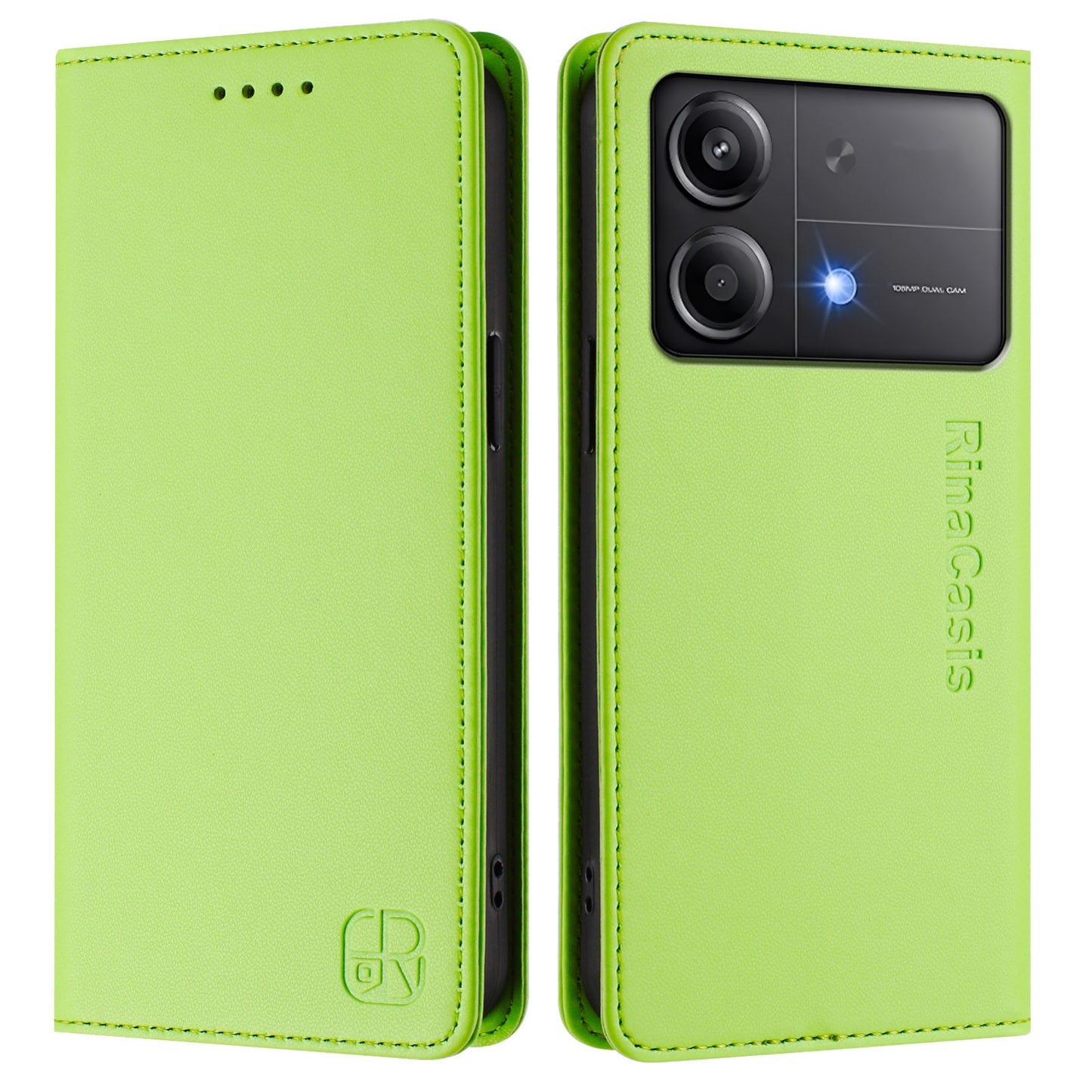 Xiaomi Poco X6 Neo 5G Dual-Folded Magnetic Suction RFID Blocking PU Leather Wallet Phone Case with Card Slots, Cash Pocket, Kickstand, Full Protective Flip Cover