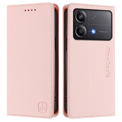 Xiaomi Poco X6 Neo 5G Dual-Folded Magnetic Suction RFID Blocking PU Leather Wallet Phone Case with Card Slots, Cash Pocket, Kickstand, Full Protective Flip Cover