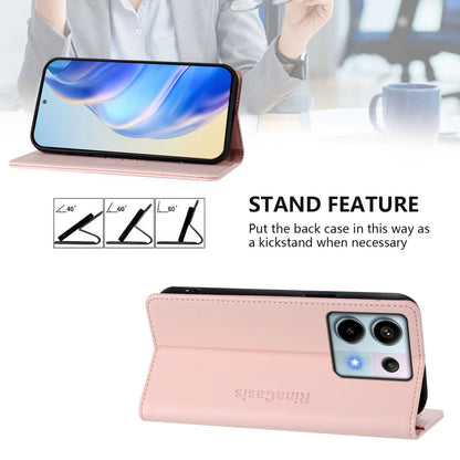Xiaomi Poco X6 Neo 5G Dual-Folded Magnetic Suction RFID Blocking PU Leather Wallet Phone Case with Card Slots, Cash Pocket, Kickstand, Full Protective Flip Cover