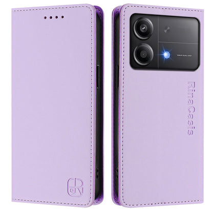 Xiaomi Poco X6 Neo 5G Dual-Folded Magnetic Suction RFID Blocking PU Leather Wallet Phone Case with Card Slots, Cash Pocket, Kickstand, Full Protective Flip Cover