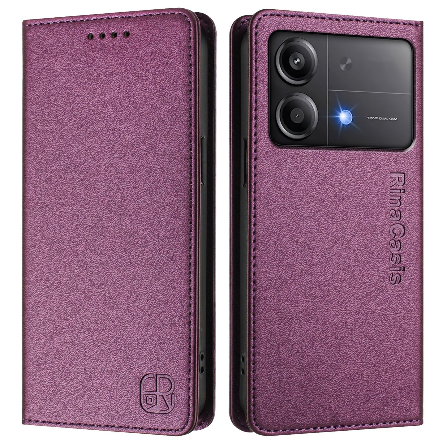Xiaomi Poco X6 Neo 5G Dual-Folded Magnetic Suction RFID Blocking PU Leather Wallet Phone Case with Card Slots, Cash Pocket, Kickstand, Full Protective Flip Cover