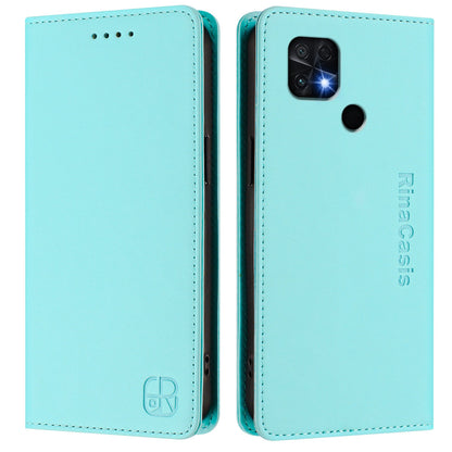 Xiaomi Poco C40 Dual-Folded Magnetic Suction RFID Blocking PU Leather Wallet Phone Case with Card Slots, Cash Pocket, Kickstand, Full Protective Flip Cover