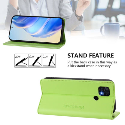 Xiaomi Poco C40 Dual-Folded Magnetic Suction RFID Blocking PU Leather Wallet Phone Case with Card Slots, Cash Pocket, Kickstand, Full Protective Flip Cover