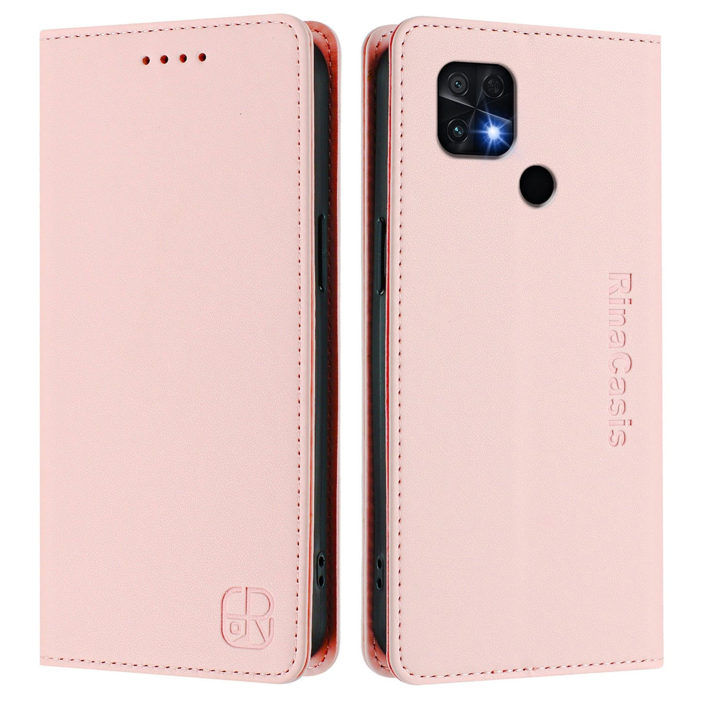 Xiaomi Poco C40 Dual-Folded Magnetic Suction RFID Blocking PU Leather Wallet Phone Case with Card Slots, Cash Pocket, Kickstand, Full Protective Flip Cover