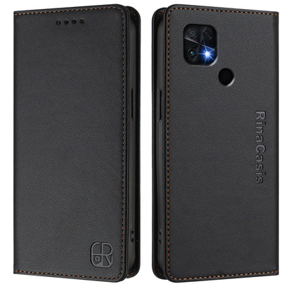 Xiaomi Poco C40 Dual-Folded Magnetic Suction RFID Blocking PU Leather Wallet Phone Case with Card Slots, Cash Pocket, Kickstand, Full Protective Flip Cover