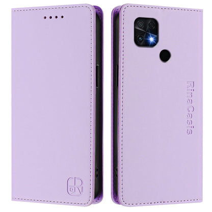 Xiaomi Poco C40 Dual-Folded Magnetic Suction RFID Blocking PU Leather Wallet Phone Case with Card Slots, Cash Pocket, Kickstand, Full Protective Flip Cover