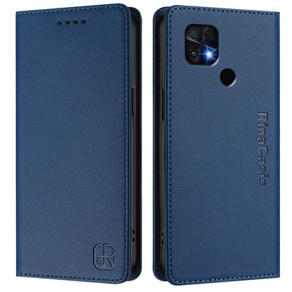 Xiaomi Poco C40 Dual-Folded Magnetic Suction RFID Blocking PU Leather Wallet Phone Case with Card Slots, Cash Pocket, Kickstand, Full Protective Flip Cover