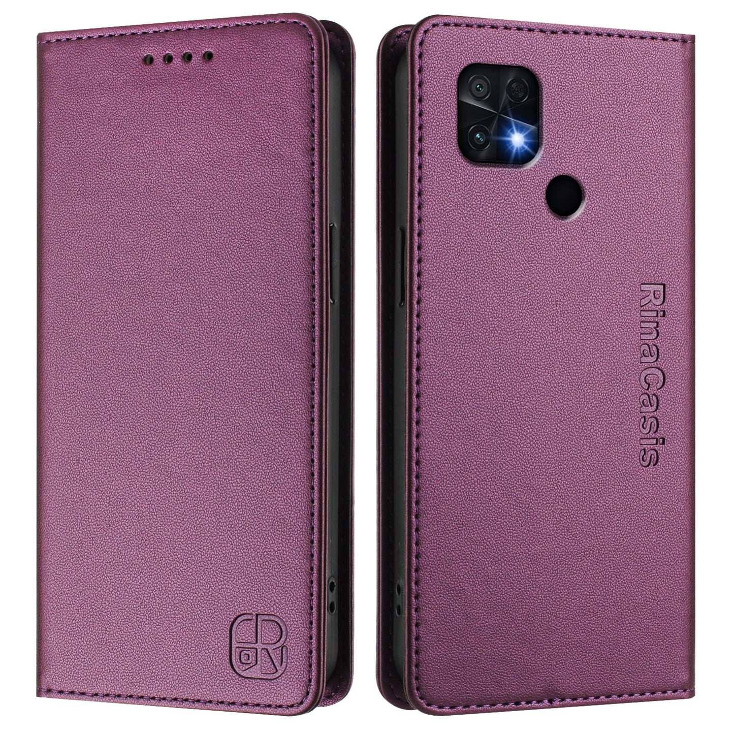 Xiaomi Poco C40 Dual-Folded Magnetic Suction RFID Blocking PU Leather Wallet Phone Case with Card Slots, Cash Pocket, Kickstand, Full Protective Flip Cover