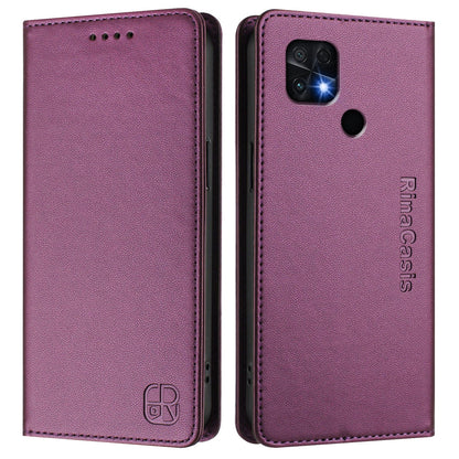 Xiaomi Poco C40 Dual-Folded Magnetic Suction RFID Blocking PU Leather Wallet Phone Case with Card Slots, Cash Pocket, Kickstand, Full Protective Flip Cover