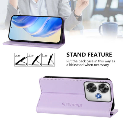 Xiaomi Poco F6 5G Dual-Folded Magnetic Suction RFID Blocking PU Leather Wallet Phone Case with Card Slots, Cash Pocket, Kickstand, Full Protective Flip Cover