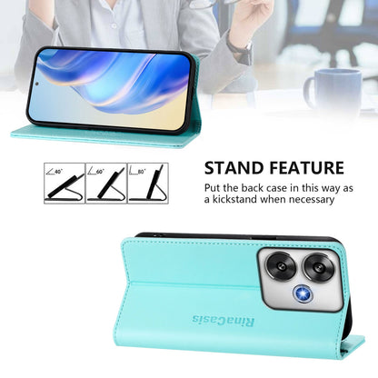 Xiaomi Poco F6 Pro 5G Dual-Folded Magnetic Suction RFID Blocking PU Leather Wallet Phone Case with Card Slots, Cash Pocket, Kickstand, Full Protective Flip Cover