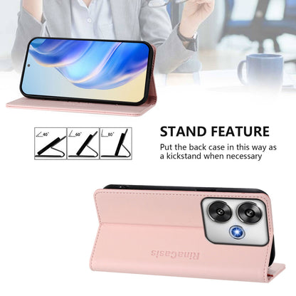 Xiaomi Poco F6 Pro 5G Dual-Folded Magnetic Suction RFID Blocking PU Leather Wallet Phone Case with Card Slots, Cash Pocket, Kickstand, Full Protective Flip Cover