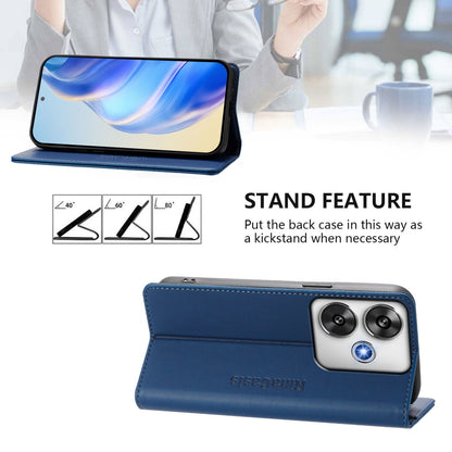 Xiaomi Poco F6 Pro 5G Dual-Folded Magnetic Suction RFID Blocking PU Leather Wallet Phone Case with Card Slots, Cash Pocket, Kickstand, Full Protective Flip Cover