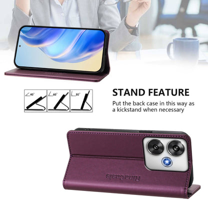 Xiaomi Poco F6 Pro 5G Dual-Folded Magnetic Suction RFID Blocking PU Leather Wallet Phone Case with Card Slots, Cash Pocket, Kickstand, Full Protective Flip Cover