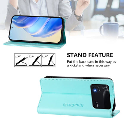 Xiaomi Poco M4 Pro 4G Dual-Folded Magnetic Suction RFID Blocking PU Leather Wallet Phone Case with Card Slots, Cash Pocket, Kickstand, Full Protective Flip Cover