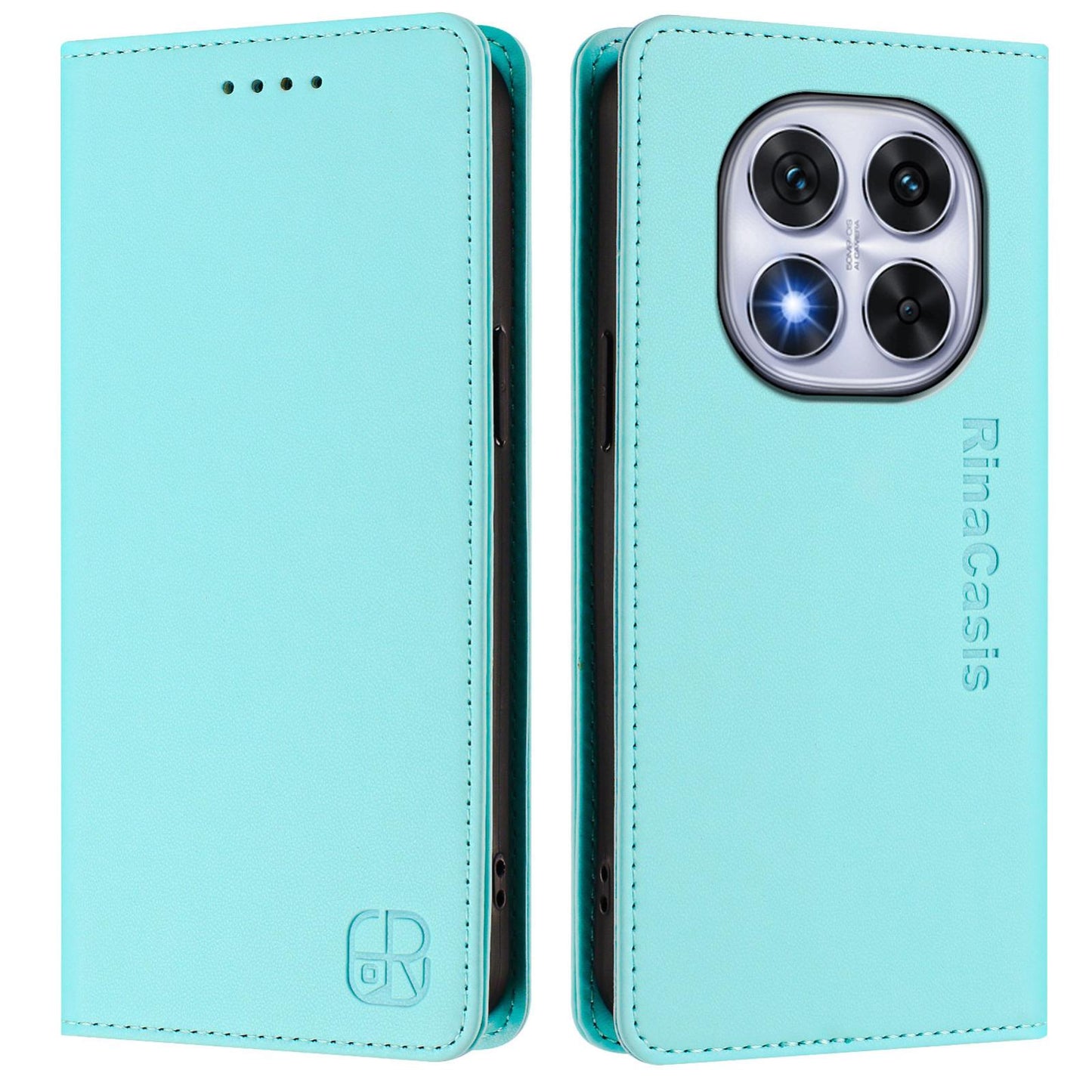 Xiaomi Poco X7 5G Dual-Folded Magnetic Suction RFID Blocking PU Leather Wallet Phone Case with Card Slots, Cash Pocket, Kickstand, Full Protective Flip Cover