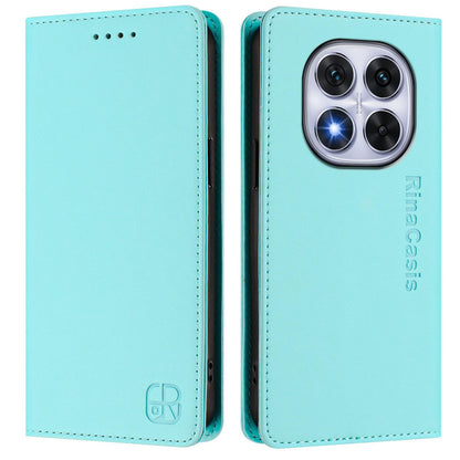 Xiaomi Redmi Note 14 Pro 5G Dual-Folded Magnetic Suction RFID Blocking PU Leather Wallet Phone Case with Card Slots, Cash Pocket, Kickstand, Full Protective Flip Cover