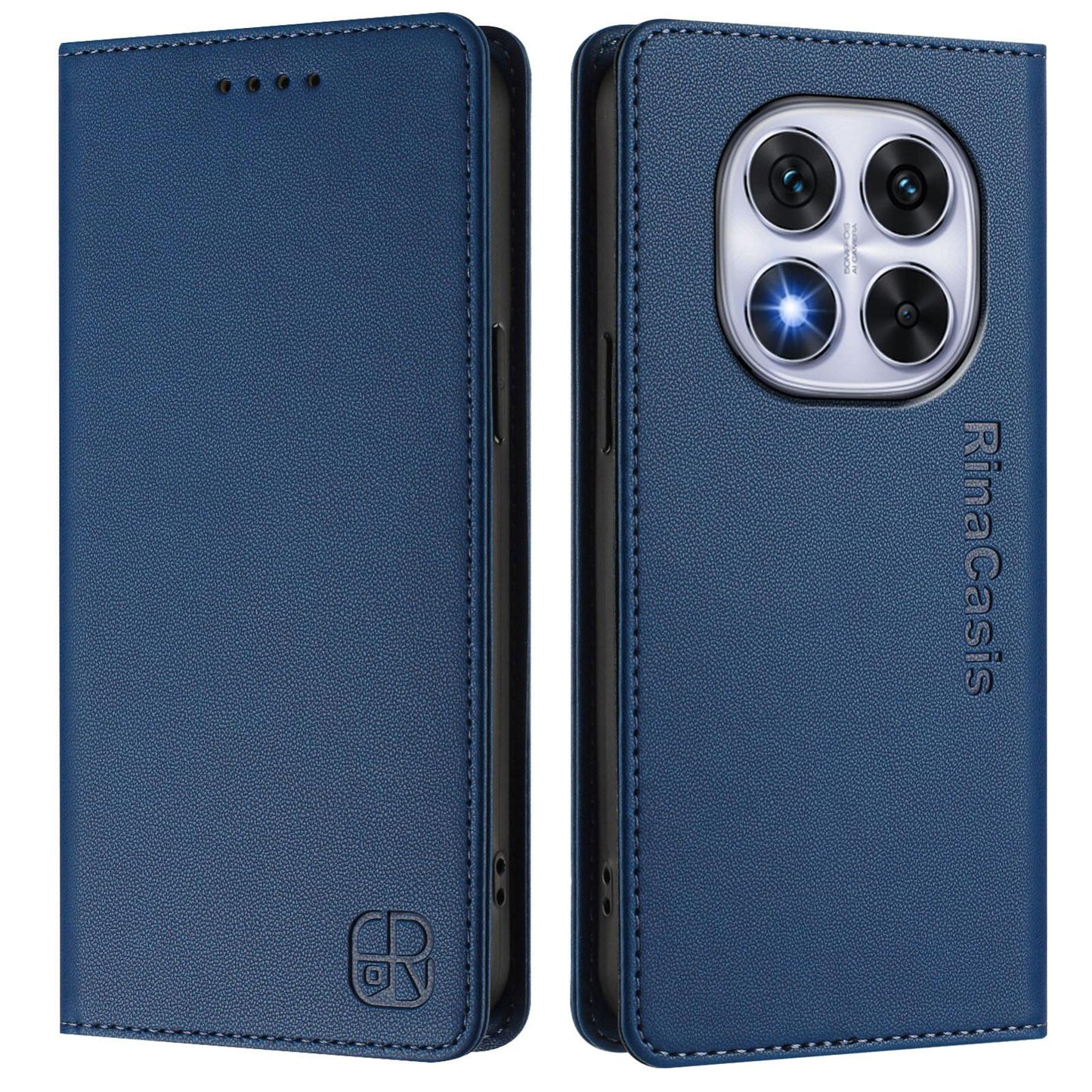 Xiaomi Poco X7 5G Dual-Folded Magnetic Suction RFID Blocking PU Leather Wallet Phone Case with Card Slots, Cash Pocket, Kickstand, Full Protective Flip Cover