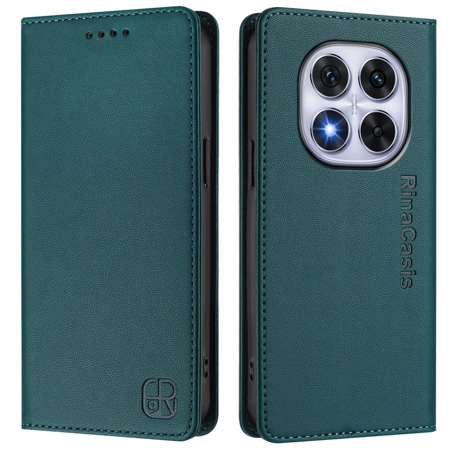 Xiaomi Poco X7 5G Dual-Folded Magnetic Suction RFID Blocking PU Leather Wallet Phone Case with Card Slots, Cash Pocket, Kickstand, Full Protective Flip Cover